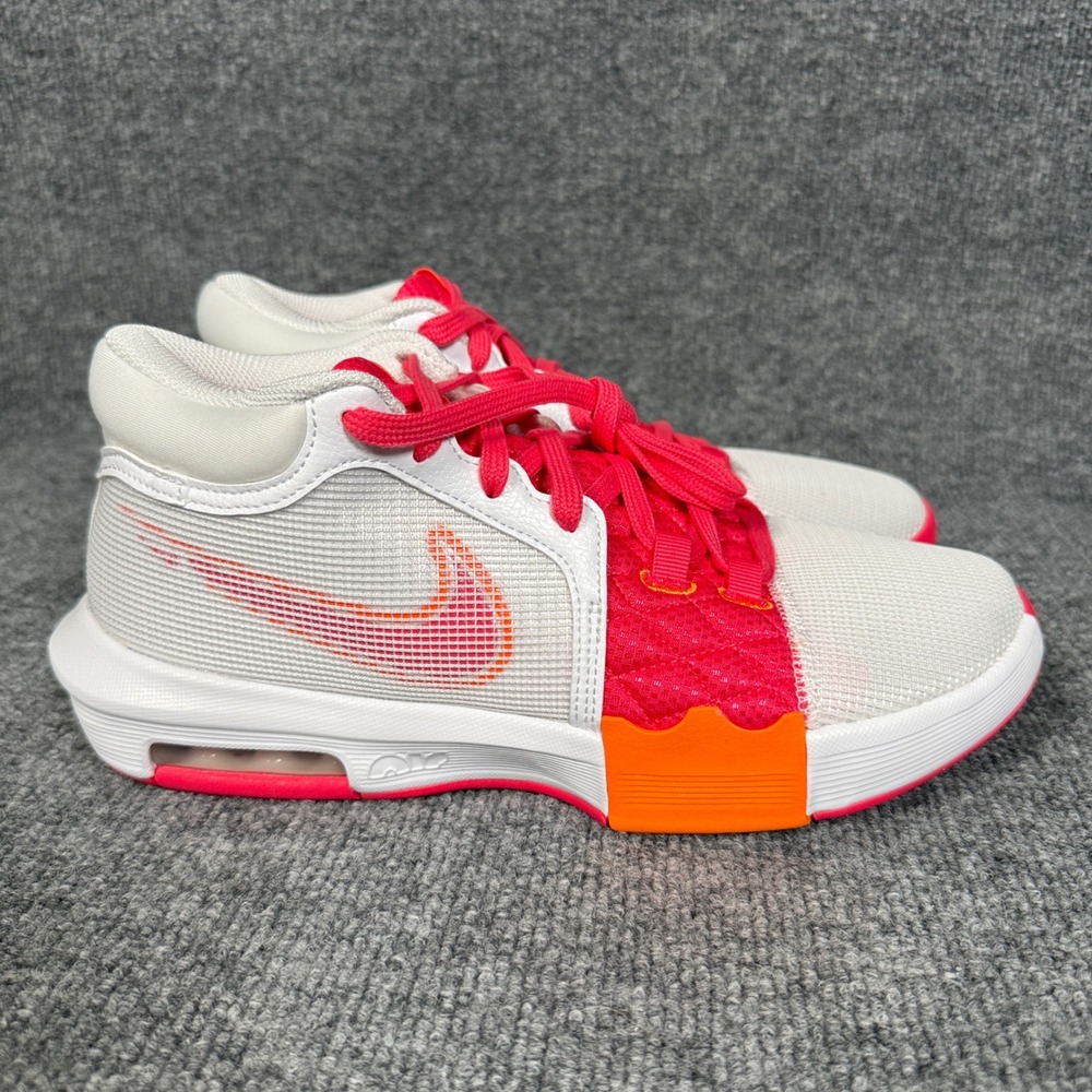 Nike Mens 10 Lebron Witness 8 Basketball Shoes White Bright Mandarin Aster Pink